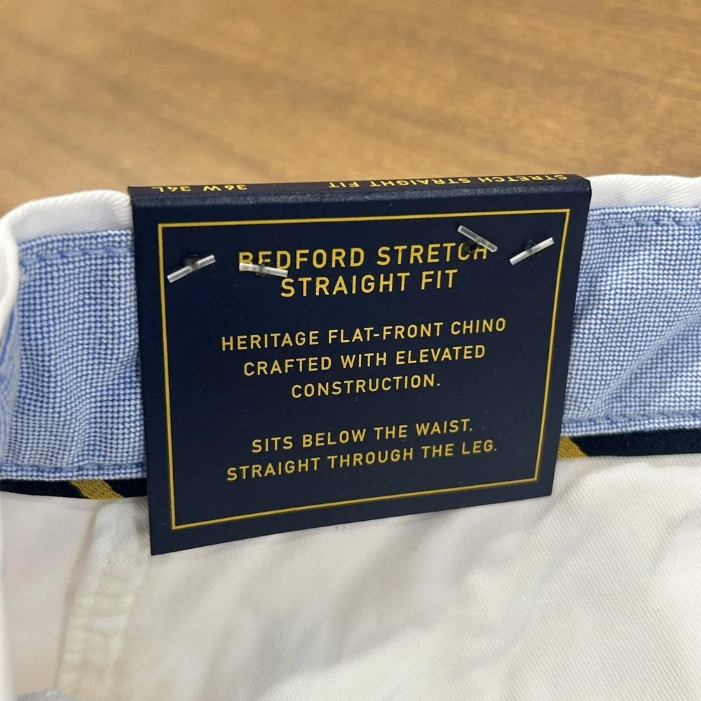 Polo Ralph Lauren Pants Mens 36x34 White Bedford Stretch Straight Fit Chino NWT